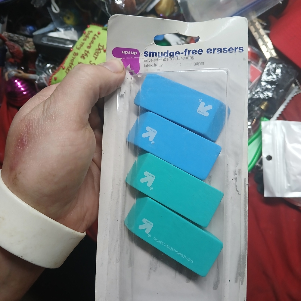 pack of up&up Smudge-Free Erasers. X4 Pack